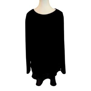 Loft Plus Size Navy Long‎ Sleeve Top w/ Polka Dot Trim |Sz 16/18